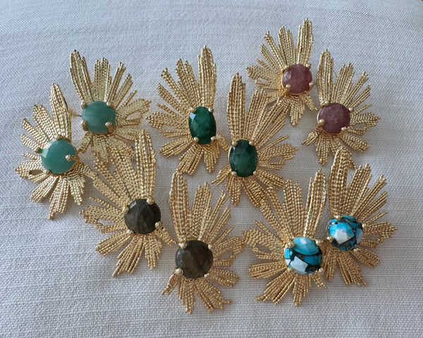 Gold and Natural Stone Feather Style Stunners