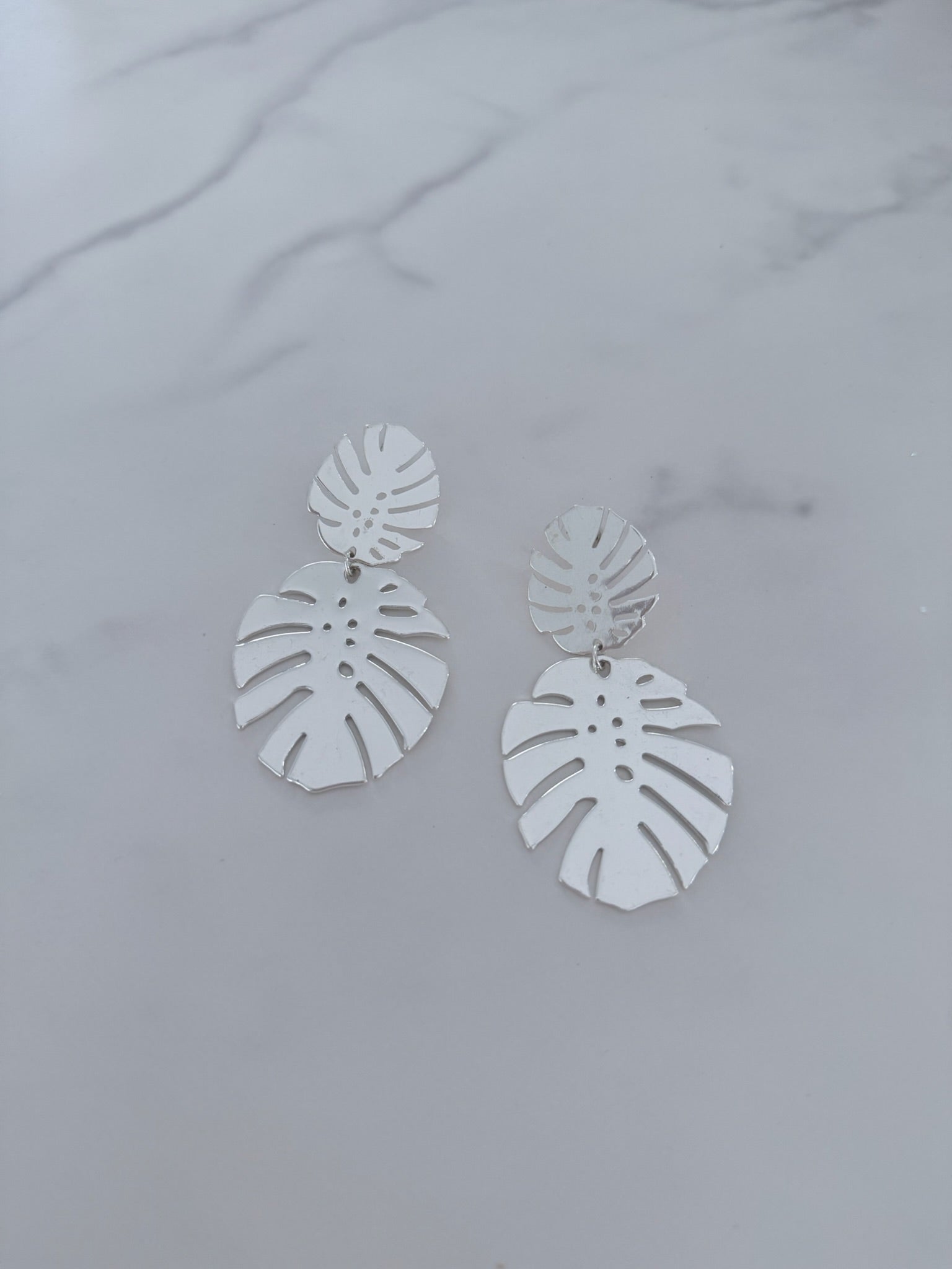 Double Metallic Monstera Earrings