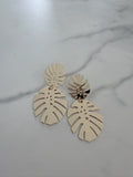 Double Metallic Monstera Earrings