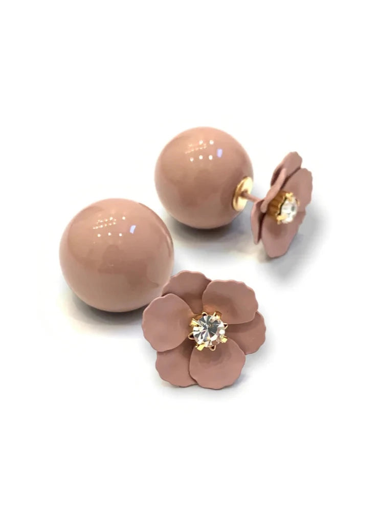 Double Sided Nude Flower Stud