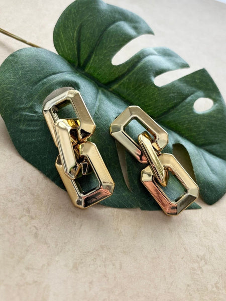 Squared Triple Chain Earrings