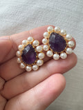 Natural Stone Teardrops with Pearls