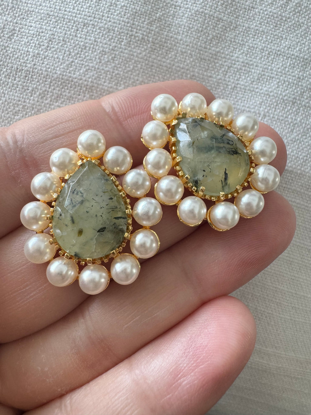 Natural Stone Teardrops with Pearls