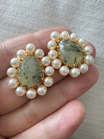 Natural Stone Teardrops with Pearls