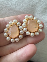 Natural Stone Teardrops with Pearls