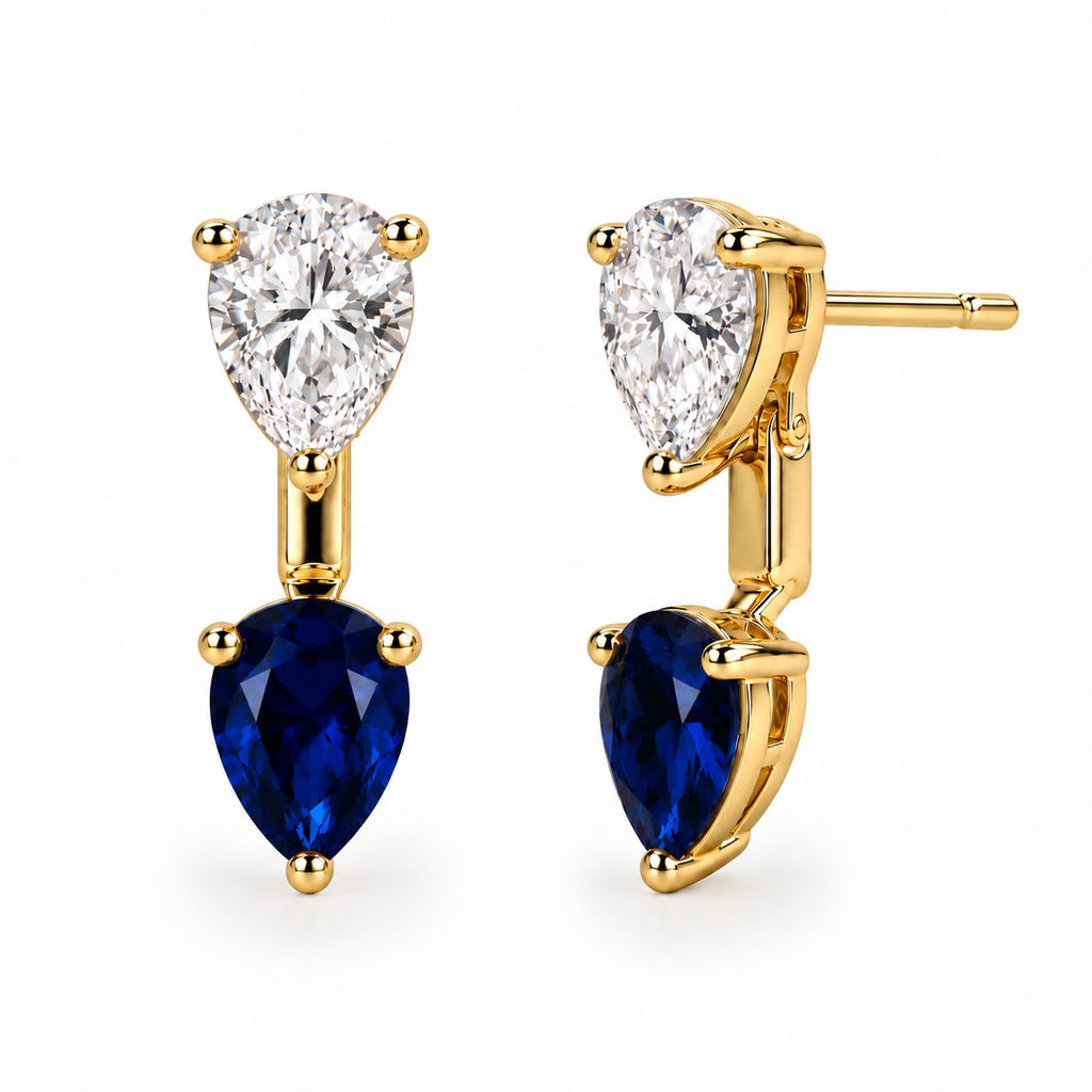 Pear Shaped Double Teardrop Studs