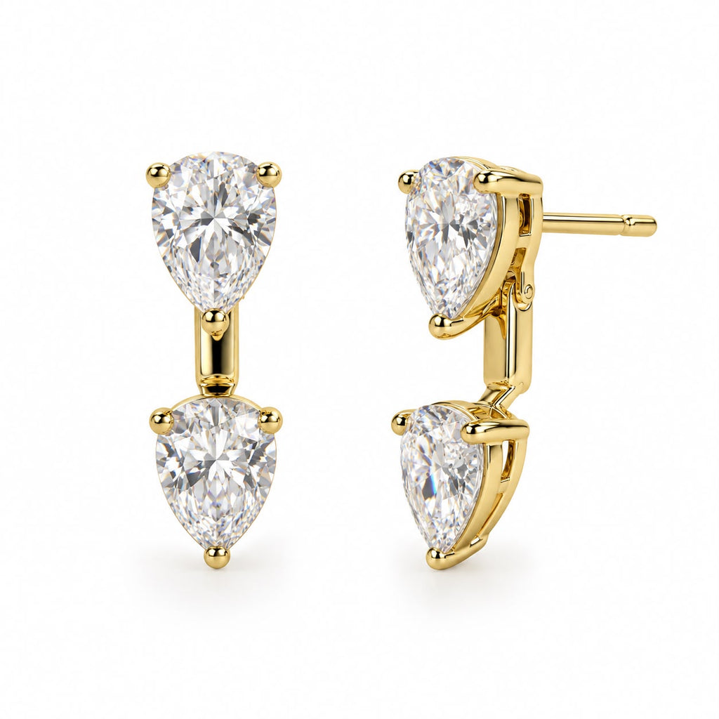 Pear Shaped Double Teardrop Studs
