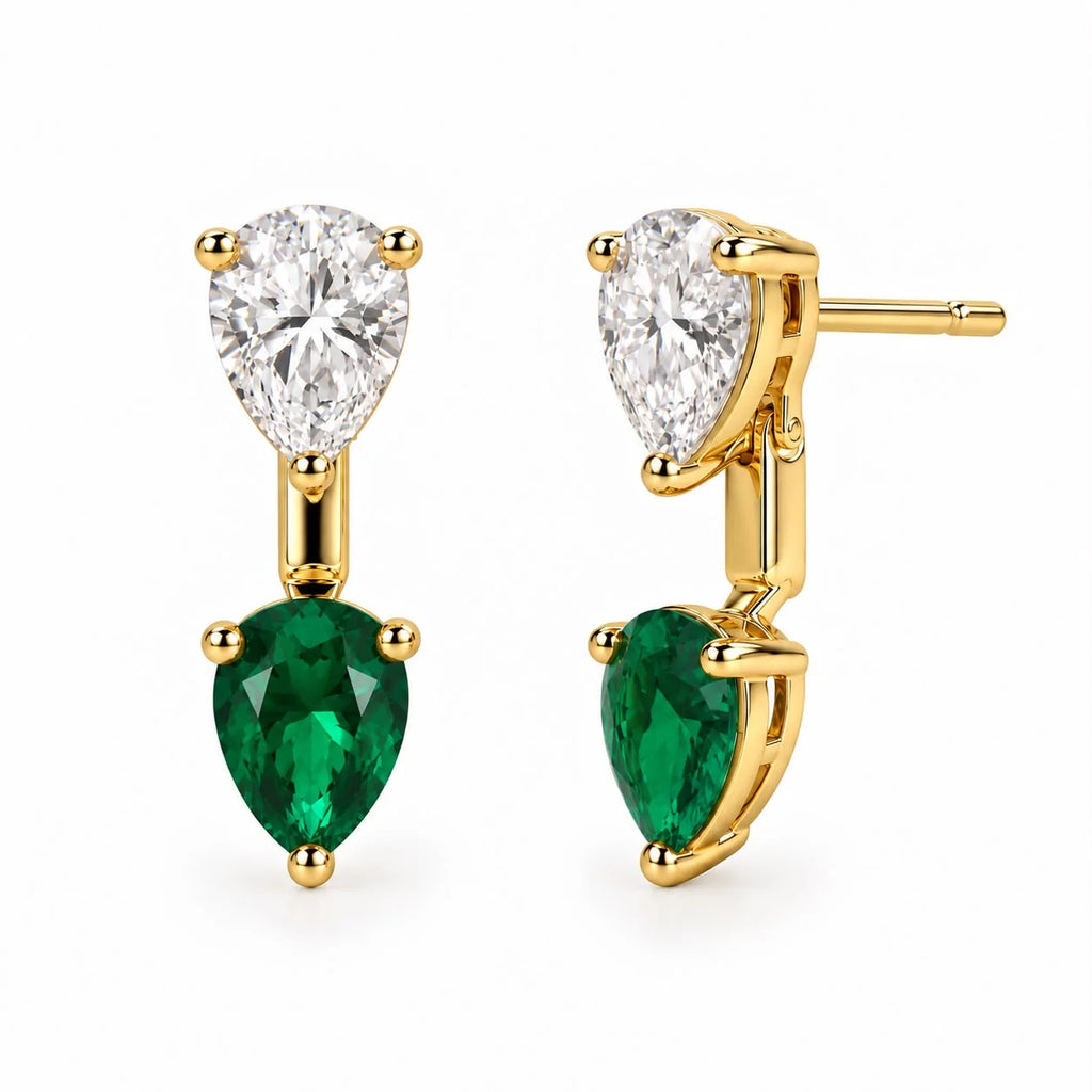 Pear Shaped Double Teardrop Studs