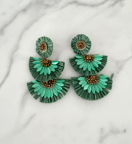 Green Statement Earrings