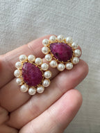 Natural Stone Teardrops with Pearls