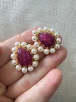 Natural Stone Teardrops with Pearls