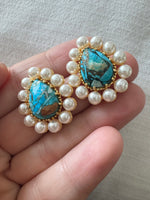 Natural Stone Teardrops with Pearls
