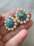 Natural Stone Teardrops with Pearls