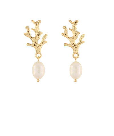 Coral and Freshwater Pearl Earrings