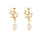 Coral and Freshwater Pearl Earrings