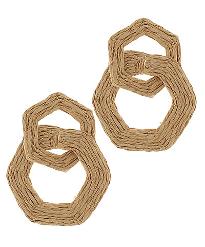 Double Raffia Hexagon Statement Earrings