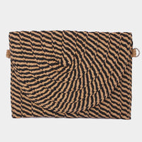 Neutral and Black Straw Clutch