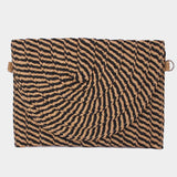 Neutral and Black Straw Clutch