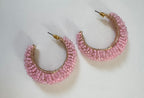 Pink Beaded Hoops