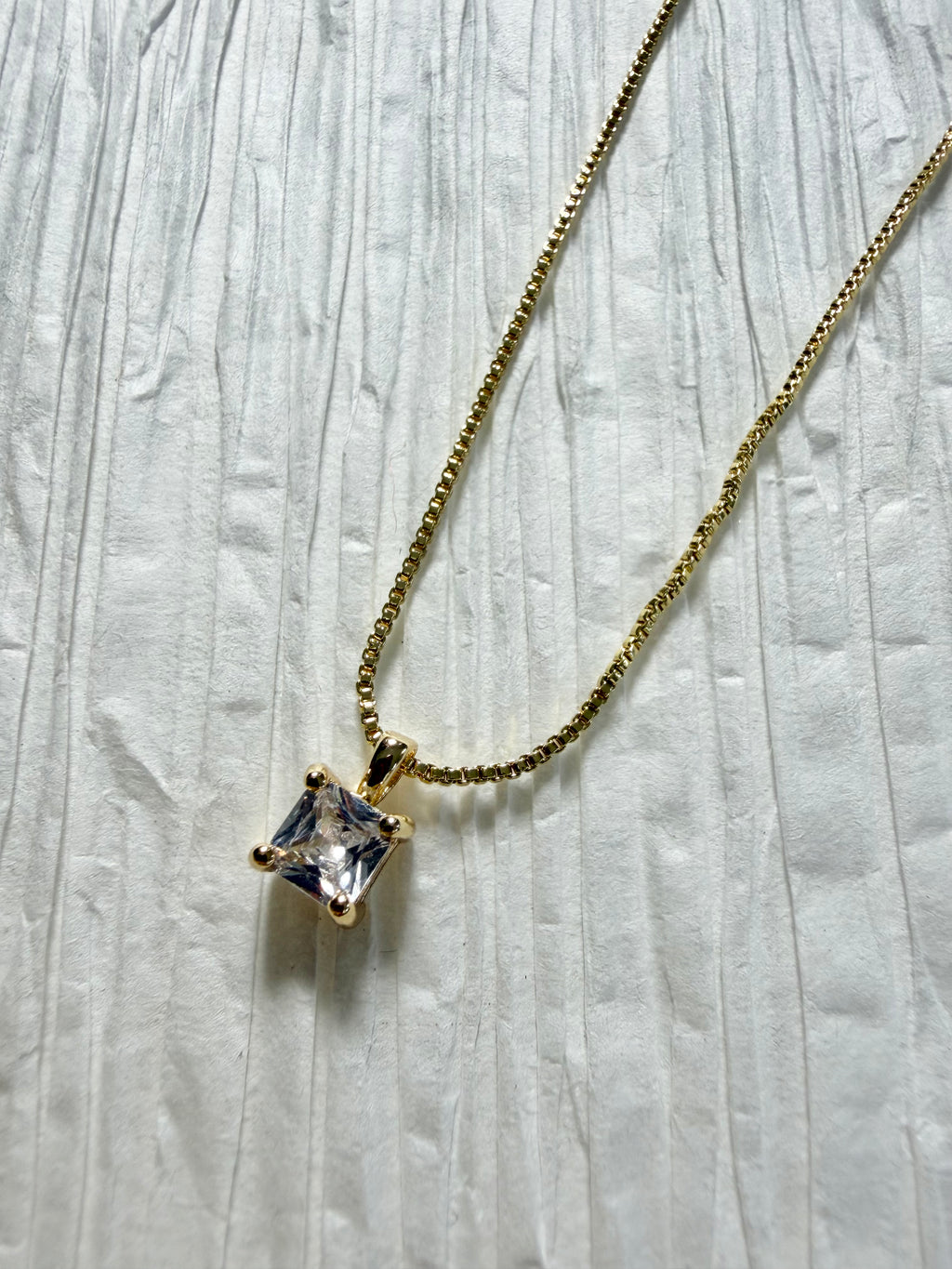Gold Dipped Diamond Square Necklace