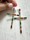Crystal Cross Earrings
