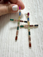 Crystal Cross Earrings
