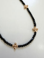 Colored Beaded Necklace with gold little crosses