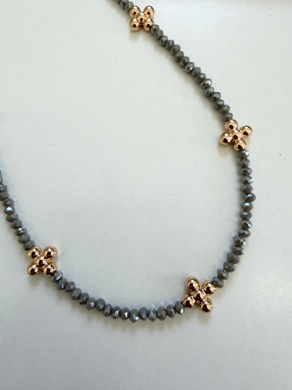 Colored Beaded Necklace with gold little crosses