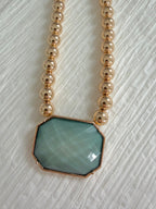 Large Green Necklace with Gold Balls