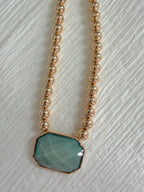 Large Green Necklace with Gold Balls