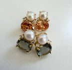 Natural Stone and Freshwater Pearl Stud