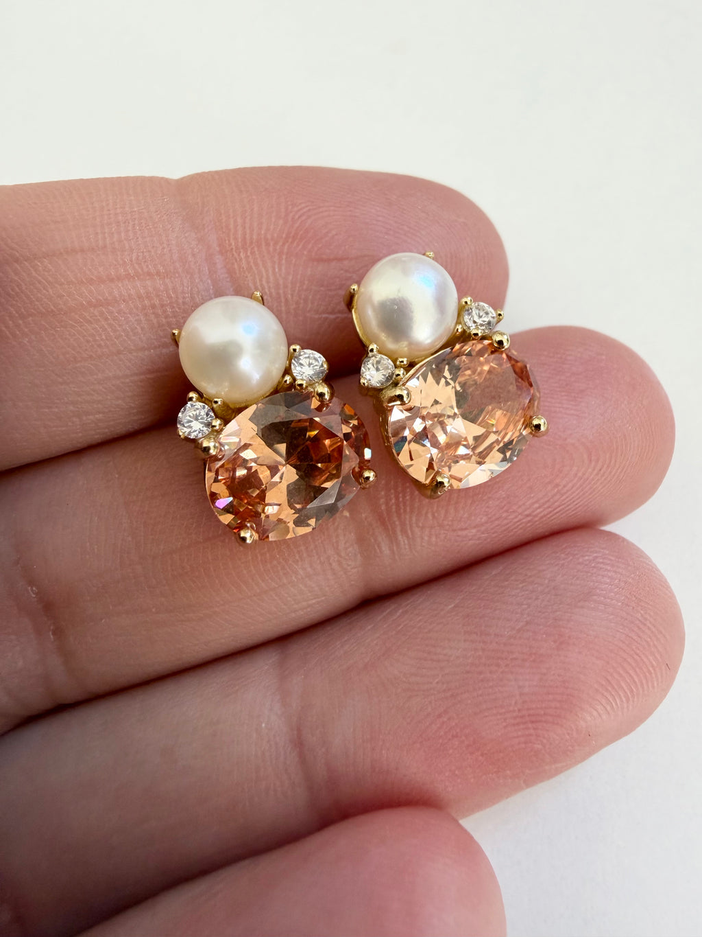 Natural Stone and Freshwater Pearl Stud
