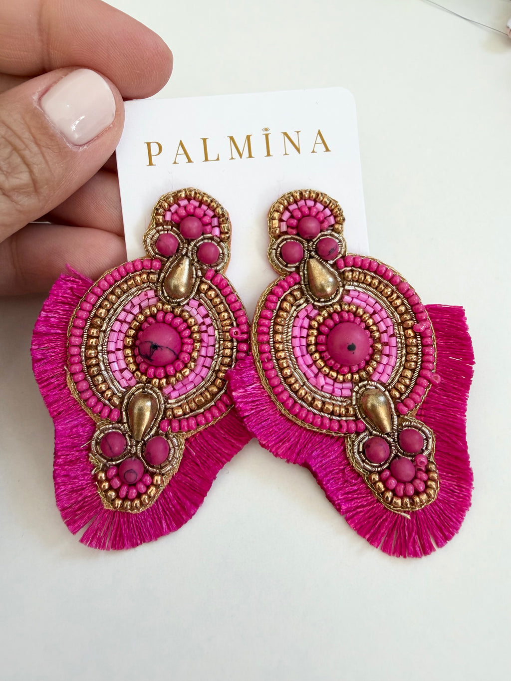 Felt Back Pink Beaded Stunners