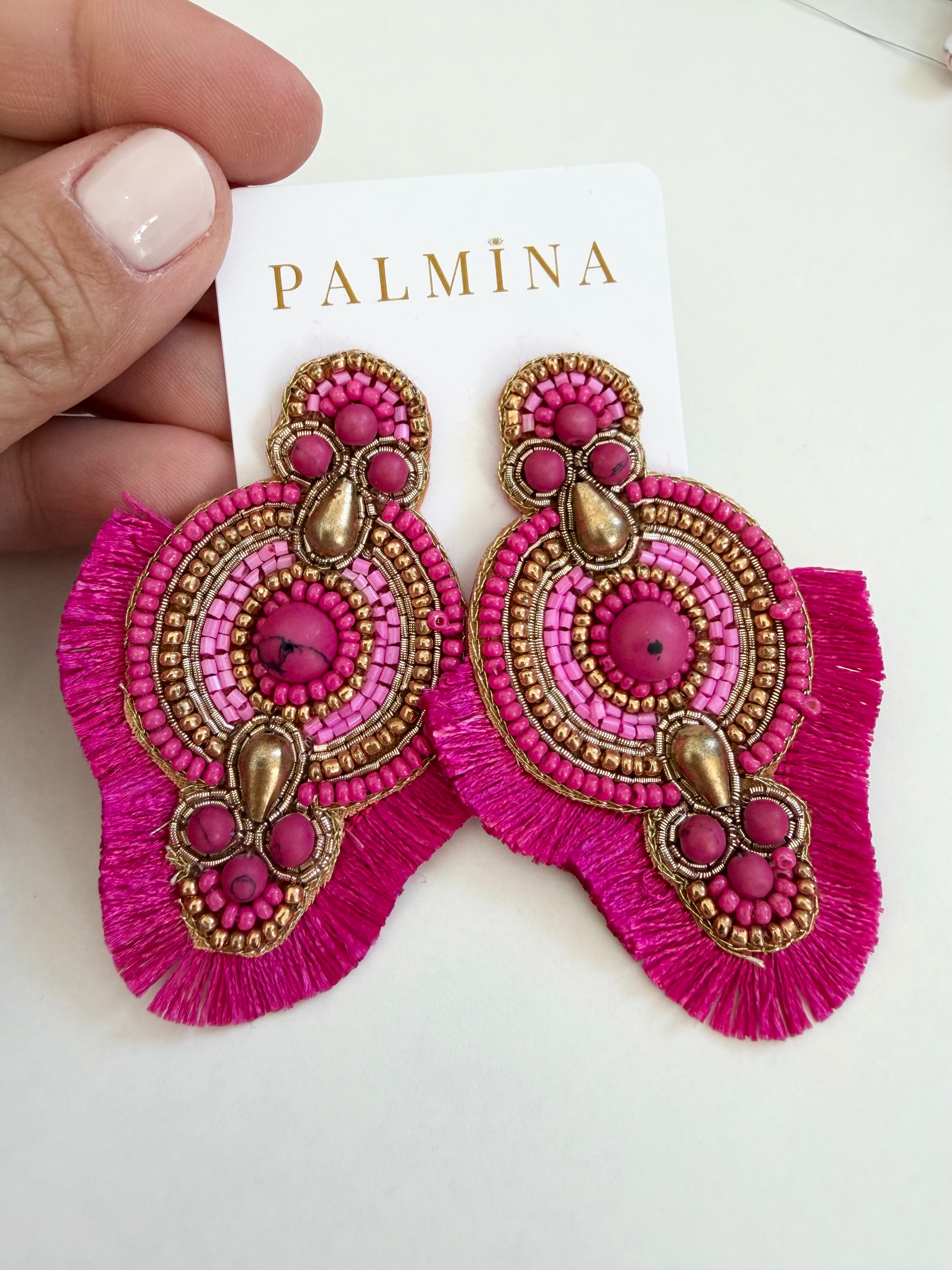 Felt Back Pink Beaded Stunners