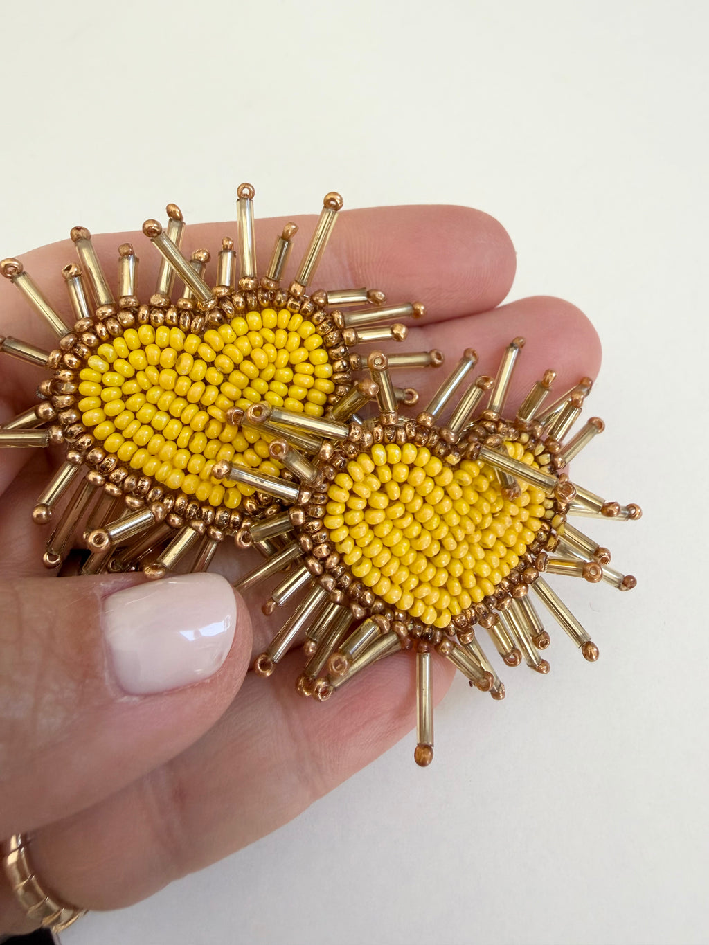 Yellow Beaded Hearts