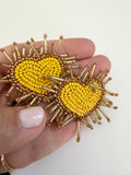 Yellow Beaded Hearts
