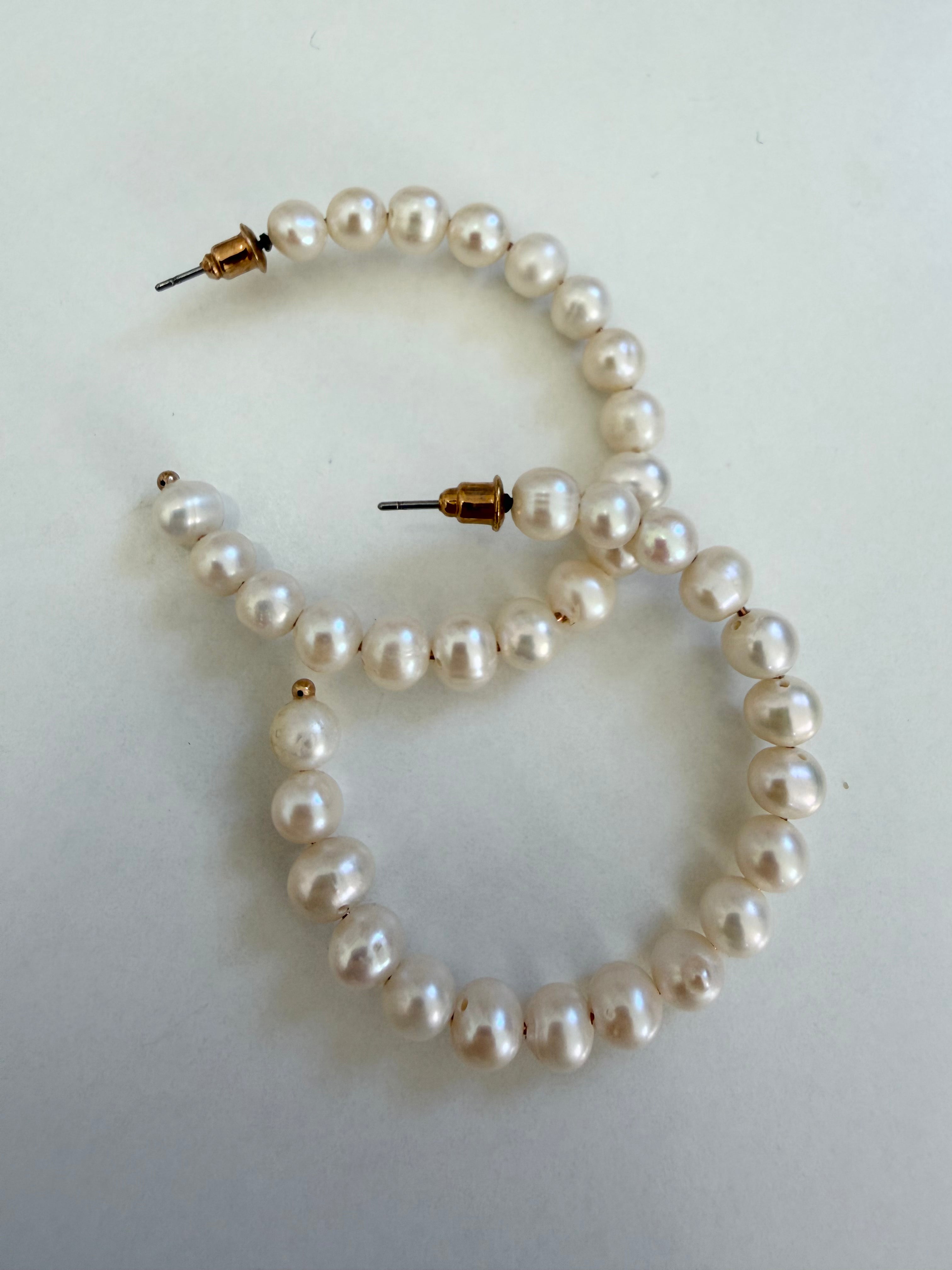 Larger Freshwater Pearl Hoops