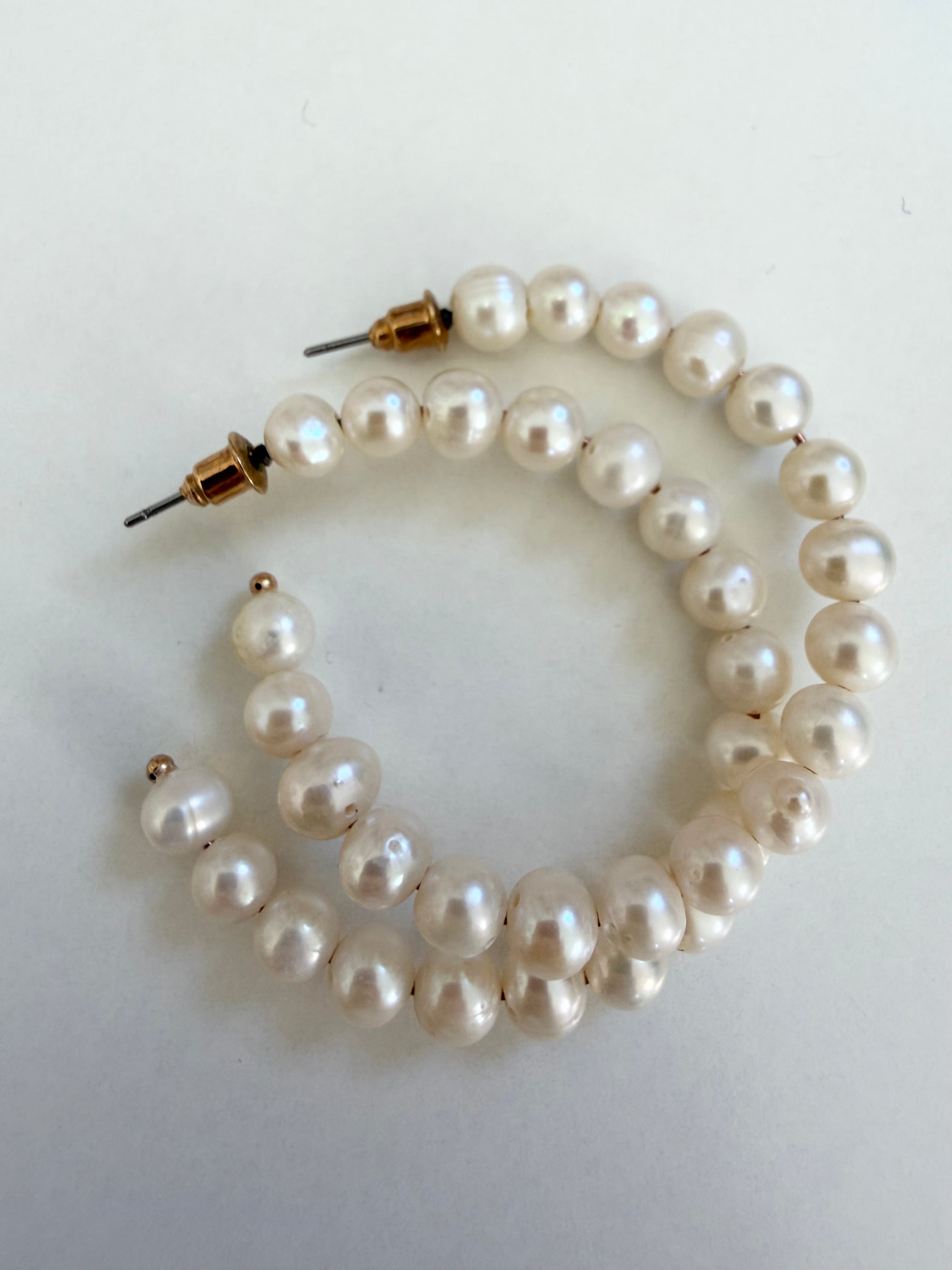 Larger Freshwater Pearl Hoops