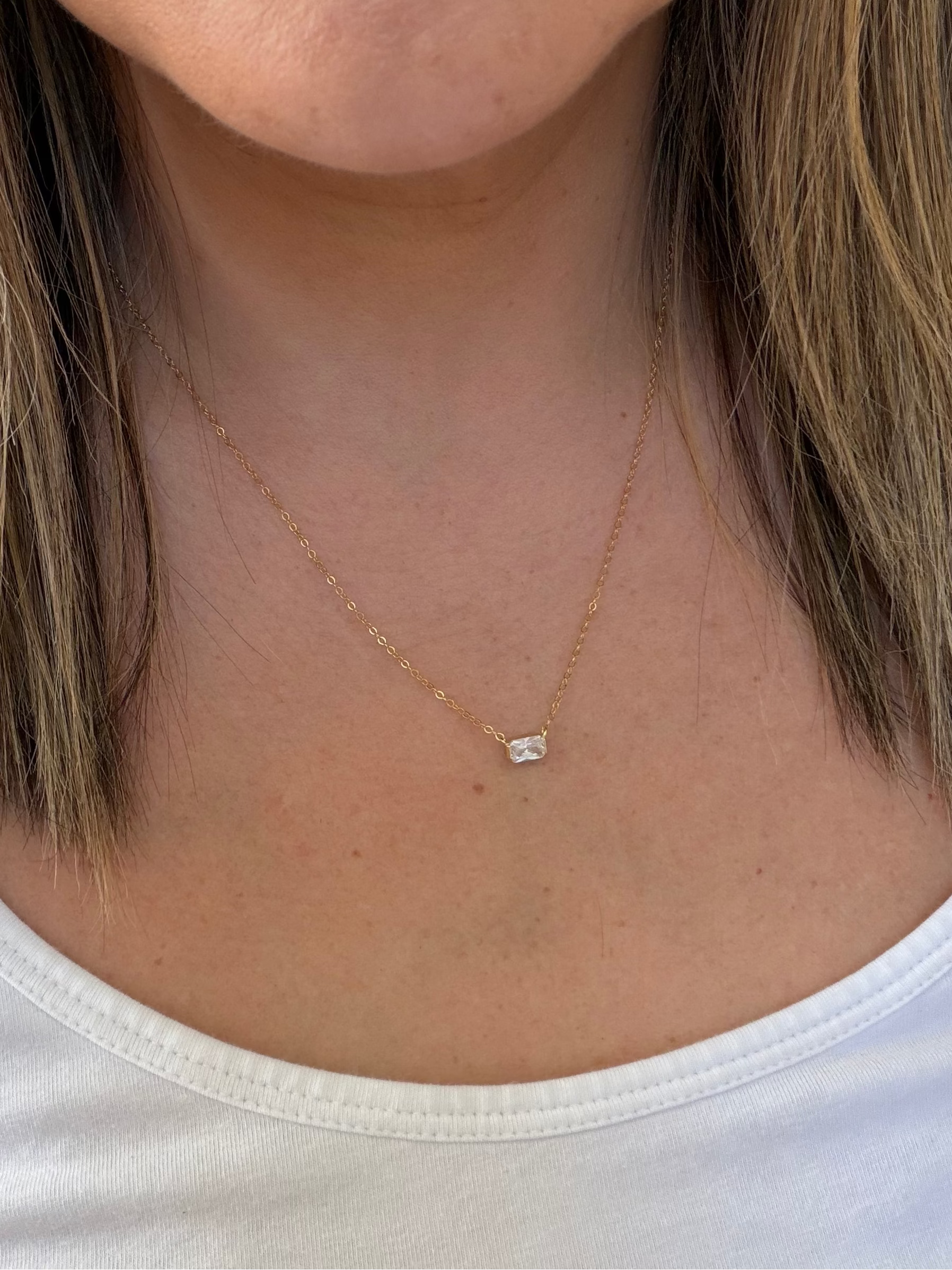 Mini Diamond Sterling Silver Gold Dipped Necklace