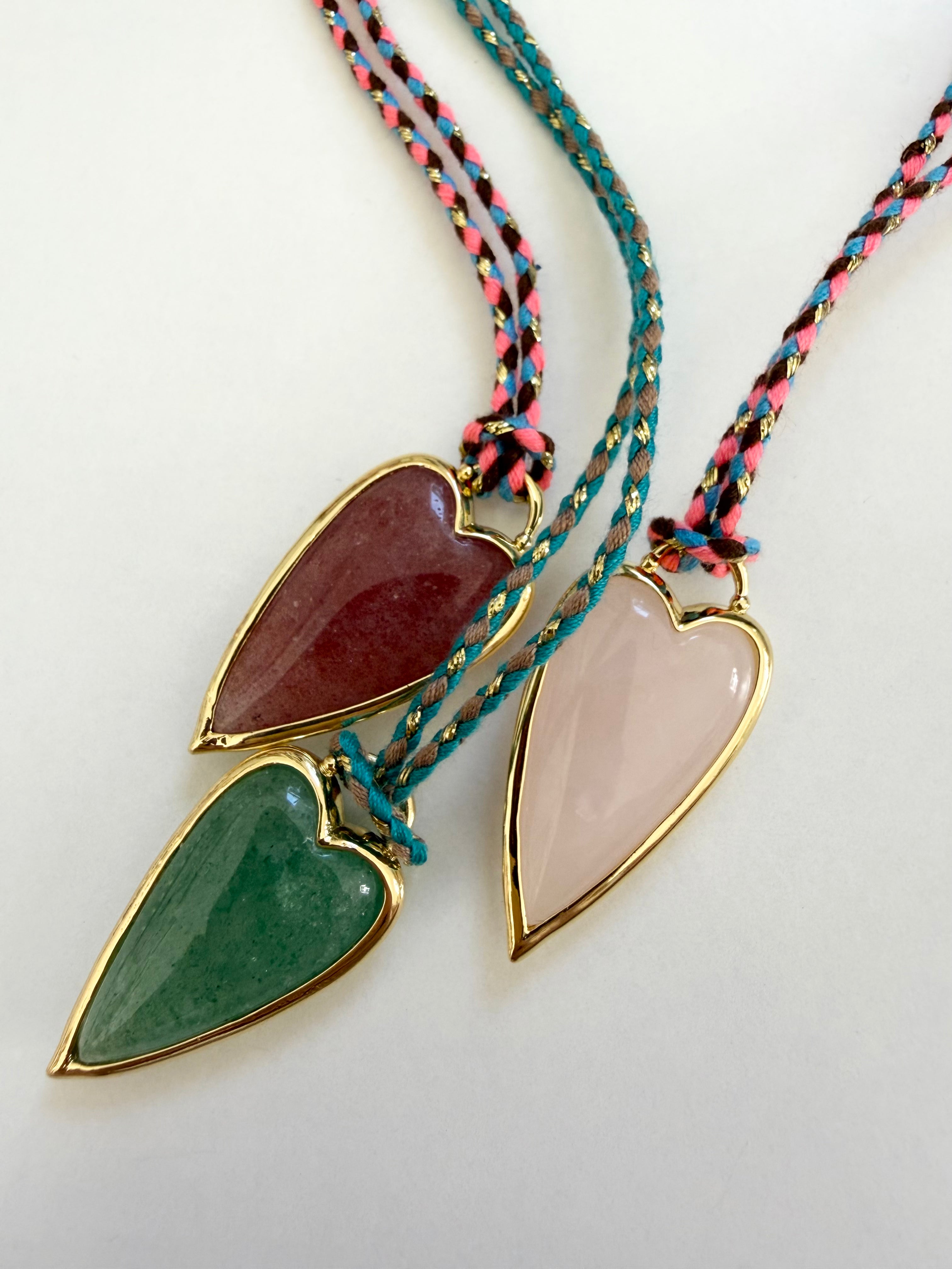 Natural Stone Heart Necklace