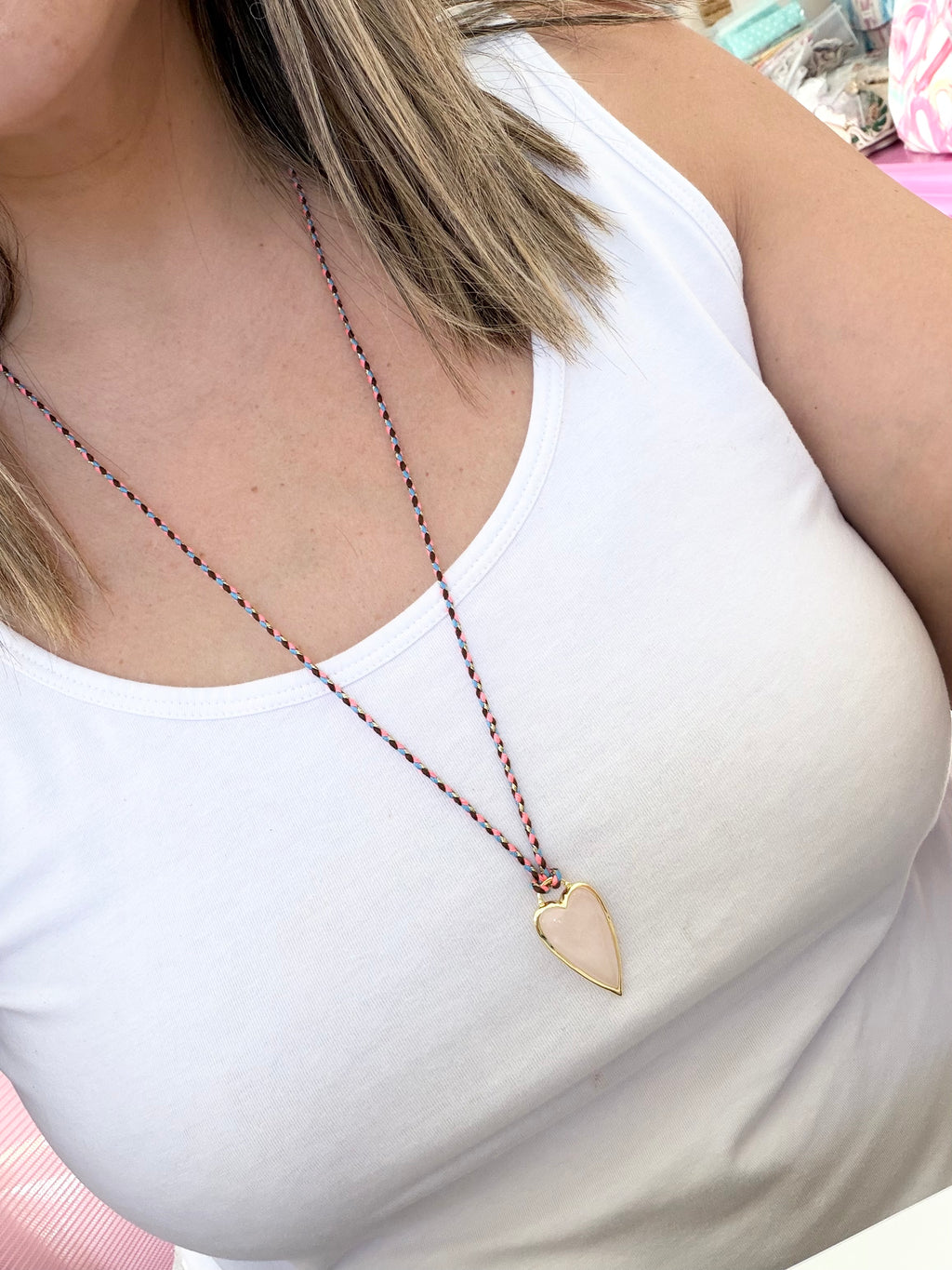 Natural Stone Heart Necklace
