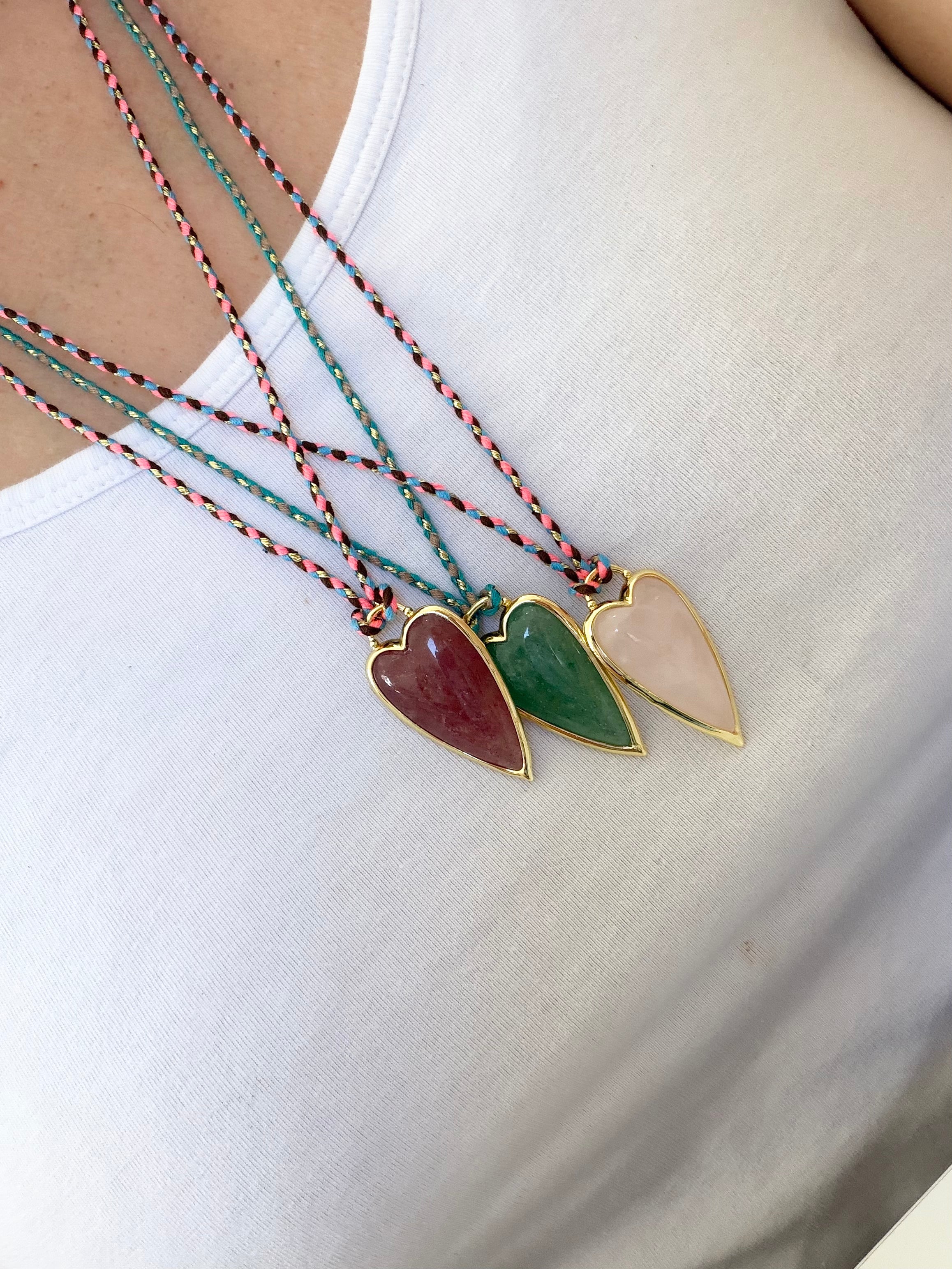 Natural Stone Heart Necklace