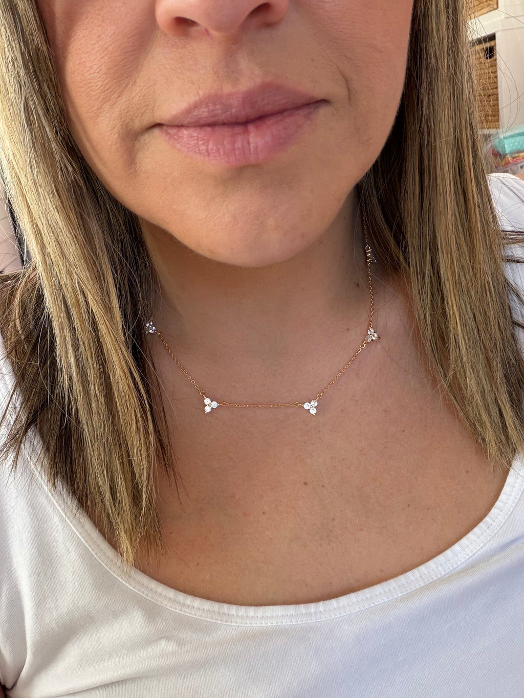 Triple Diamond Clover Quad Necklace