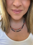 Colored Beaded Necklace with gold little crosses