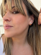 Natural Stone and Freshwater Pearl Stud