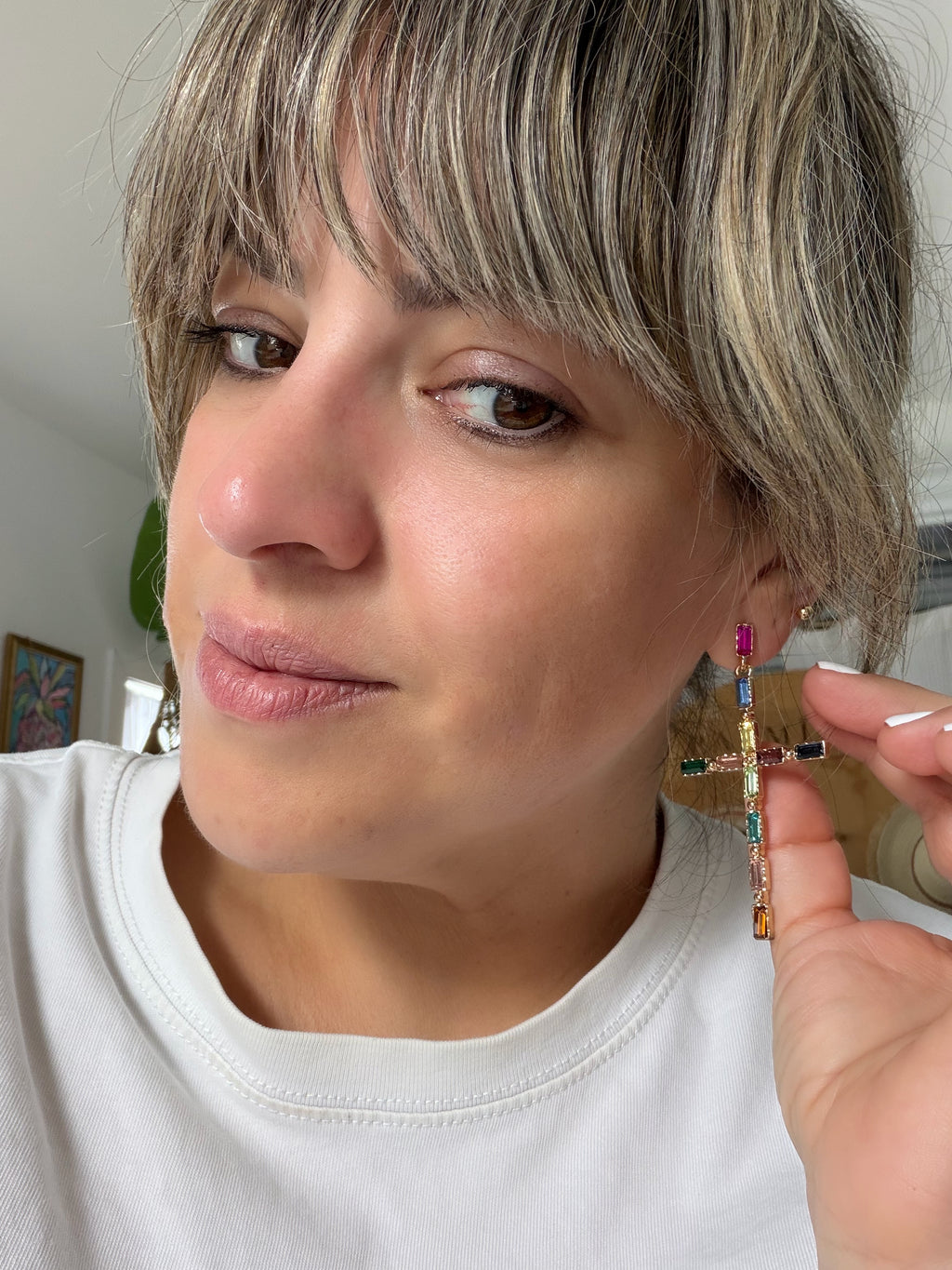 Crystal Cross Earrings