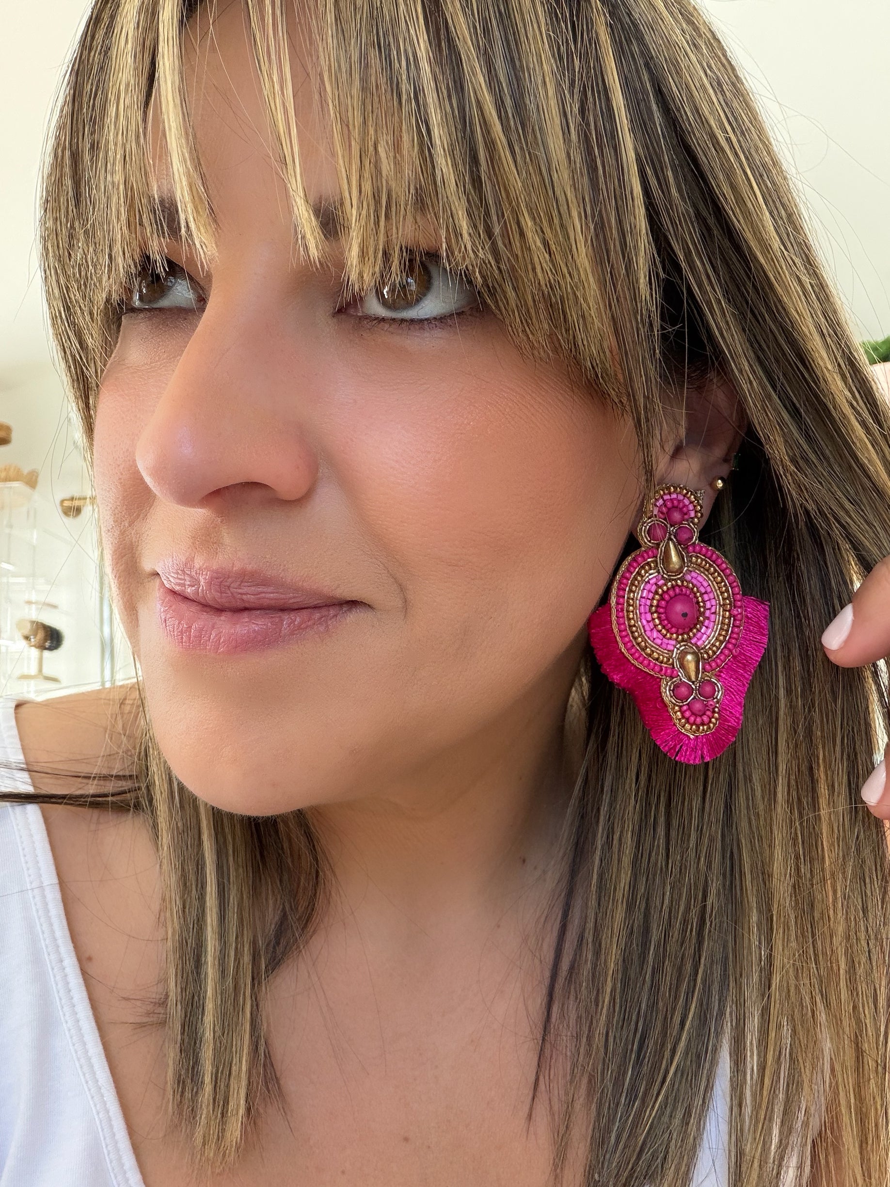 Felt Back Pink Beaded Stunners
