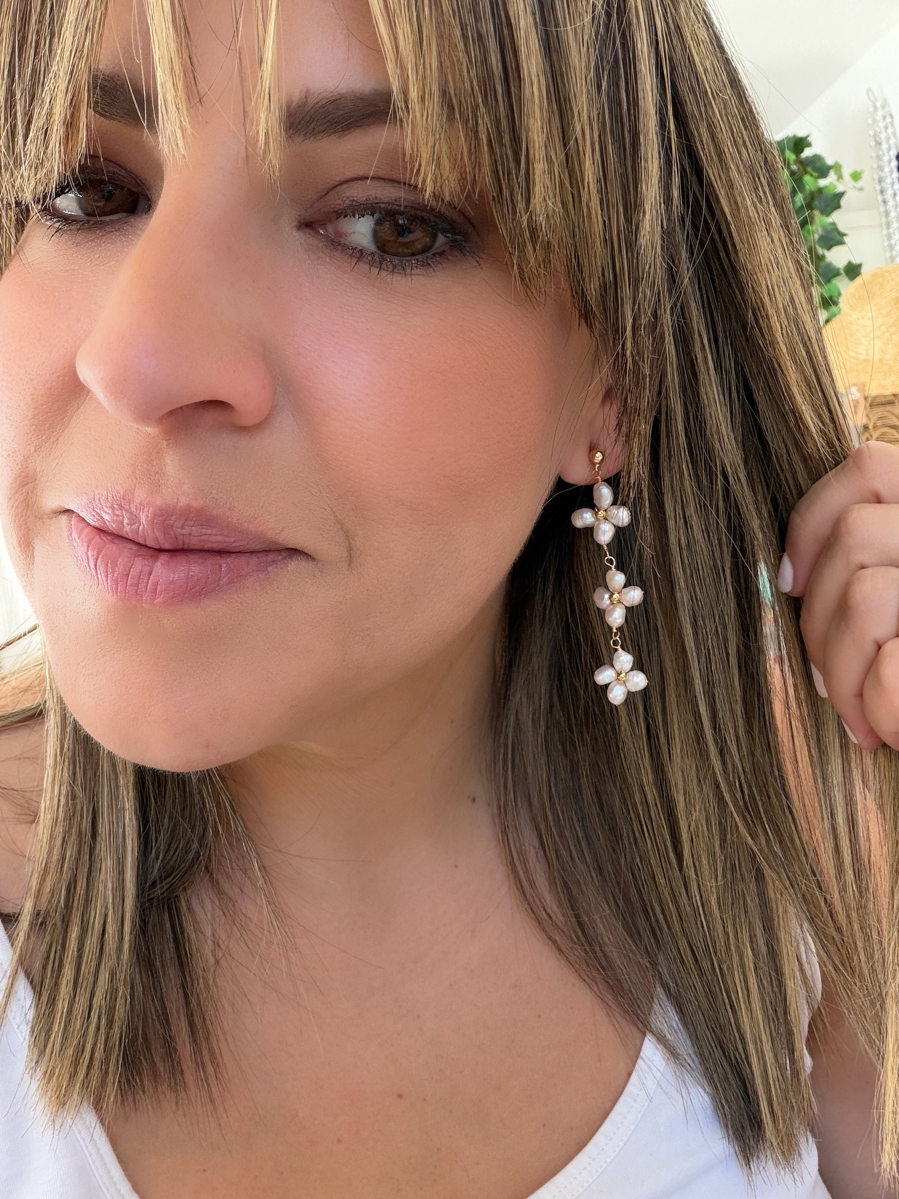 Triple Freshwater Pearl Flower Drops