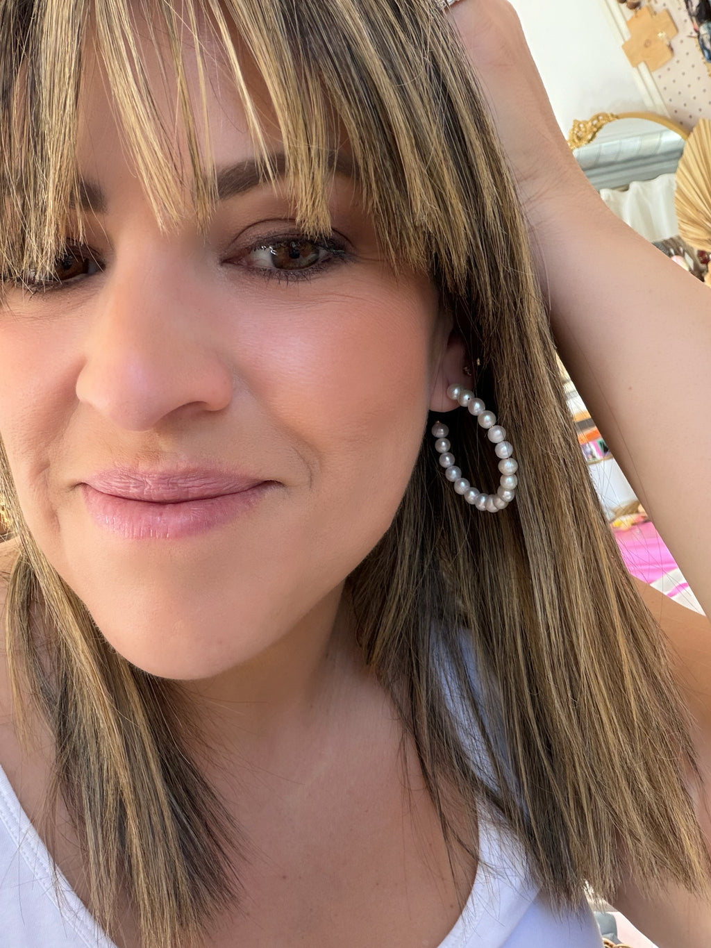 Larger Freshwater Pearl Hoops