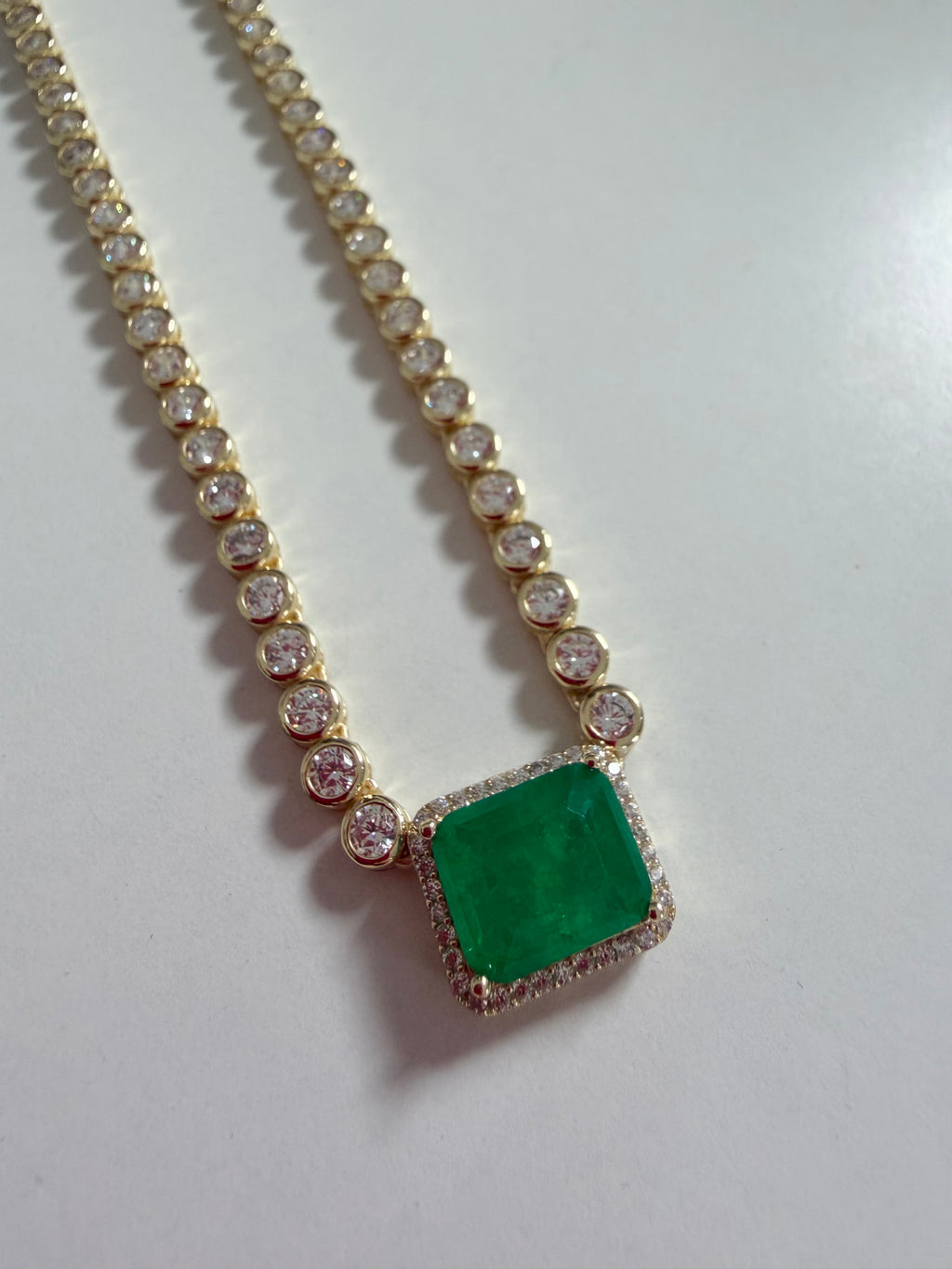 Large Emerald Baguette Necklace